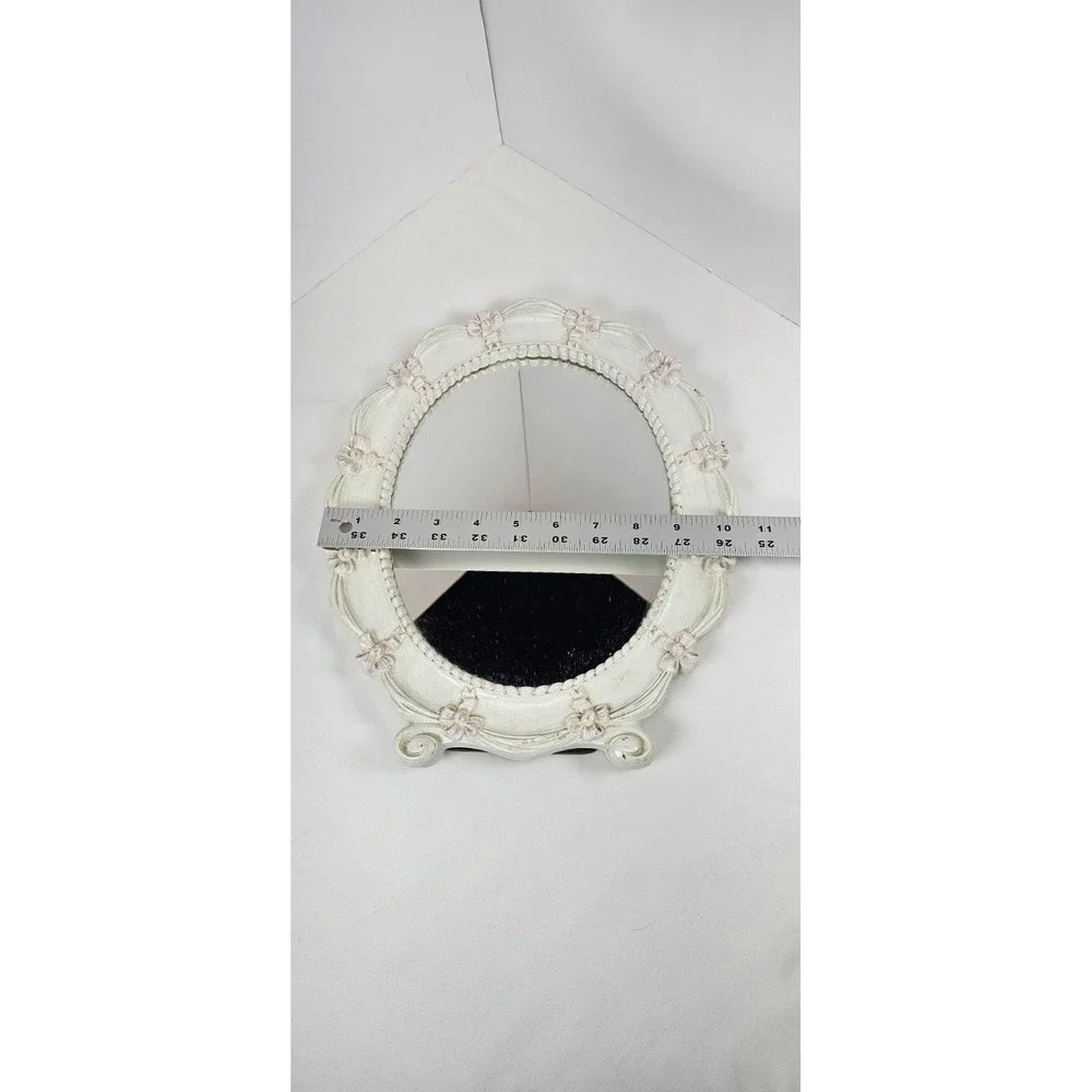 Vintage Syroco Oval Wall Mirror White Floral Shabby‎ Chic Cottage Decor USA 1943